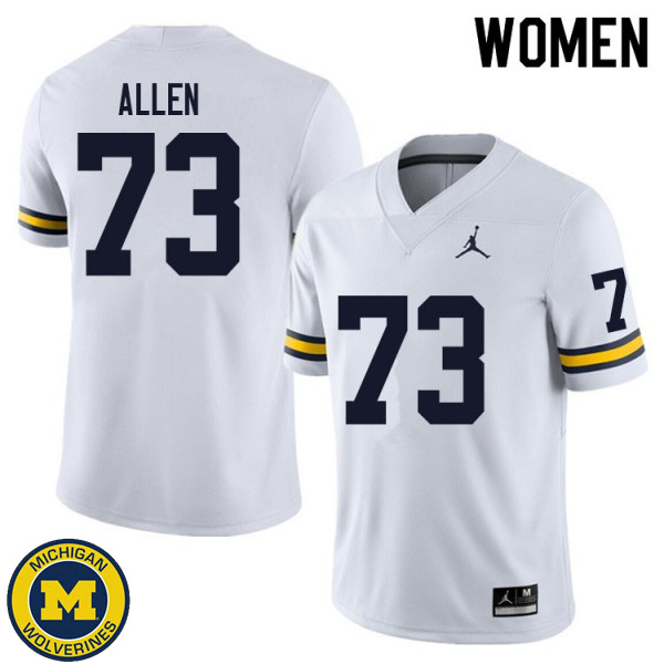 Women Michigan Wolverines #73 Willie Allen White Embroidery Jersey